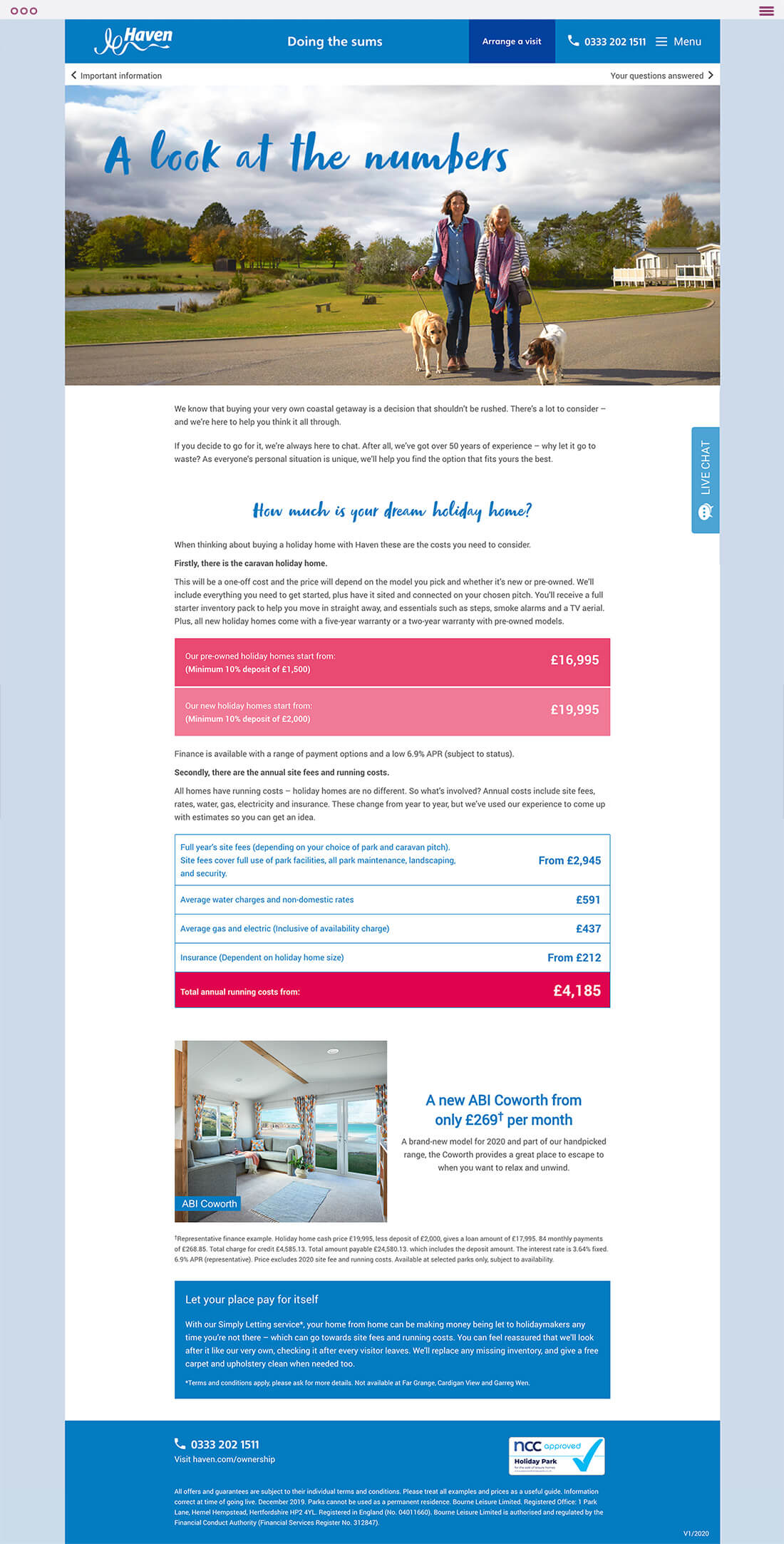 Haven E-Brochures website doing the sums page