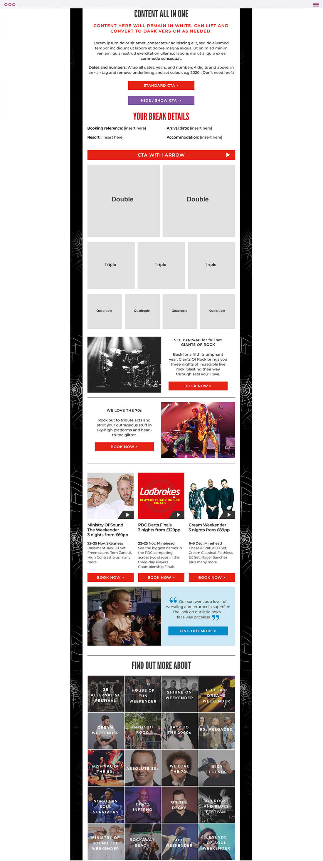 Butlins Live Music Weekends email template