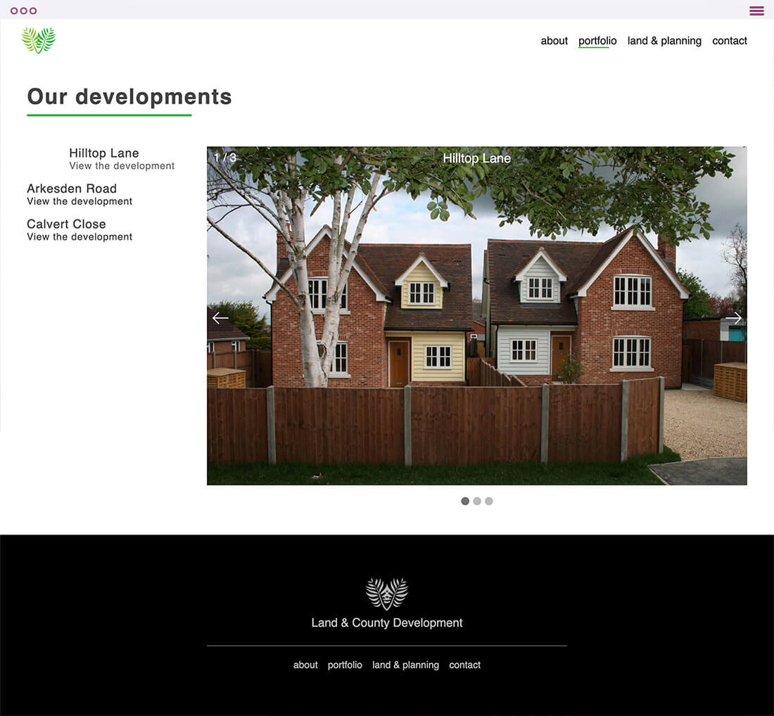 Land and County Development website our developments page
