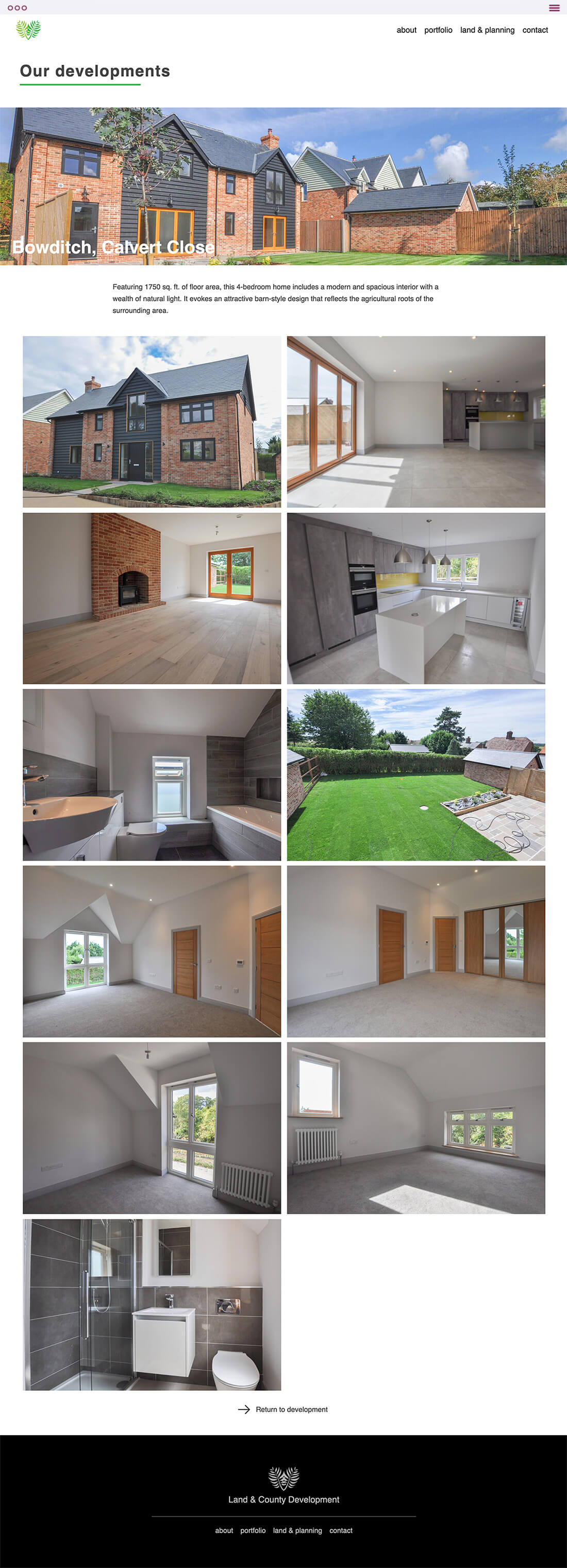 Land and County Development website property page