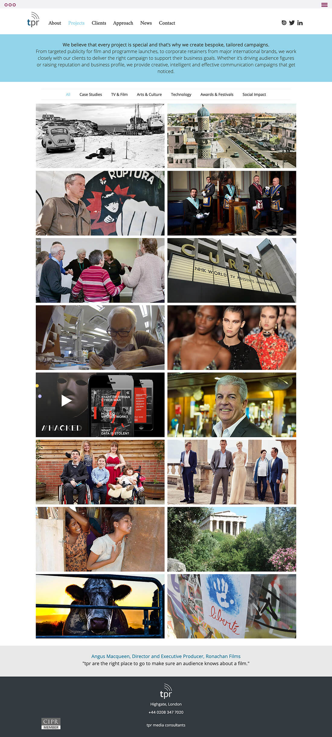 tpr-media website projects page