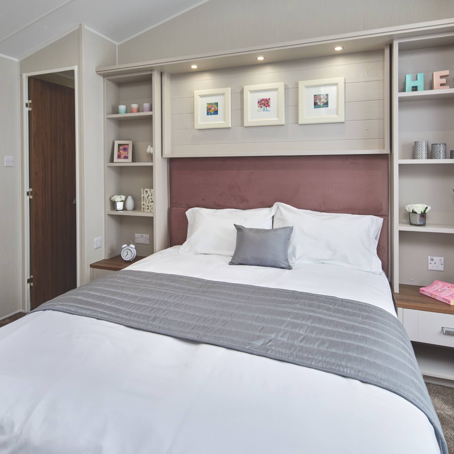 Interior view of caravan showing bedroom