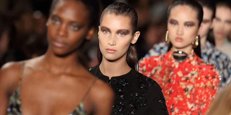 Supermodel Bella Hadid on catwalk with other models