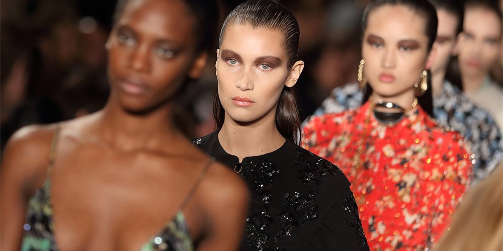 Supermodel Bella Hadid on catwalk with other models