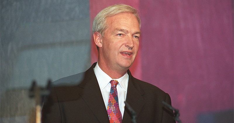 Close-up of Jon Snow speaking at the One World Media Awards